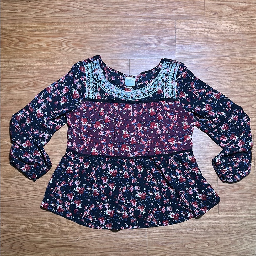 Knox Rose Floral Long Sleeve Blouse
